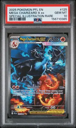 PSA 10 GEM MT 2025 POKEMON PFL EN-PHANTASMAL FLAMES #125 MEGA CHARIZARD X ex SIR - Image 1