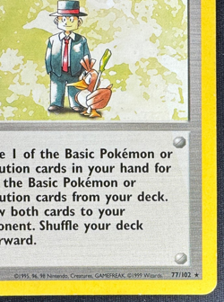 POKEMON TRADER 77/102 MP RARE BASE SET UNLIMITED POKEMON 1999 - Image 2