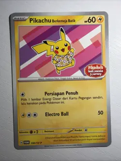 Pikachu berkemeja Batik Flower Pink Indonesia Journey 190/SV-P Promo Pokemon - Image 1