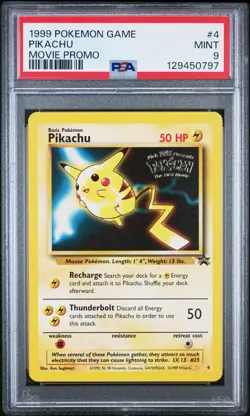1999 Pokemon Game Movie #4 Pikachu The First Movie Promo PSA 9 Kids WB Presents - Image 1