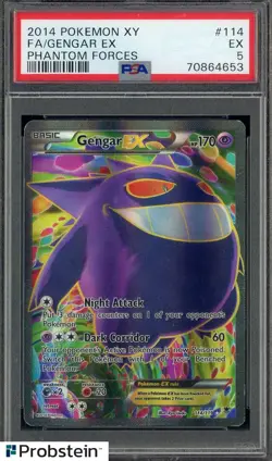 2014 Pokemon XY Phantom Forces #114 FA Gengar ex PSA 5 EX - Image 1