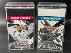 2x Pokemon SV10.5 Black Bolt White Flare Sealed Booster Bundle Display W/Acrylic - Image 1