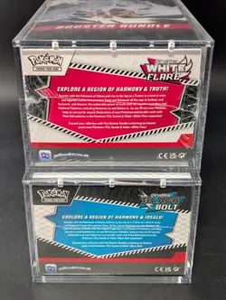 2x Pokemon SV10.5 Black Bolt White Flare Sealed Booster Bundle Display W/Acrylic - Image 3