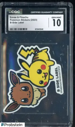 2023 Pokemon Stickers B-Side Label Eevee & Pikachu CGC 10 GEM MINT - Image 1
