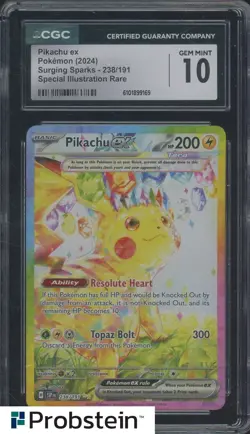 2024 Pokemon SSP EN Special Illustration Rare #238 Pikachu ex CGC 10 GEM MINT - Image 1