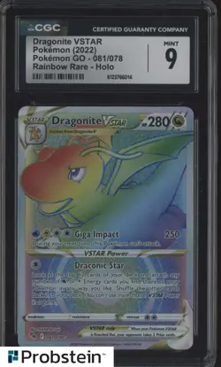2022 Pokemon GO Rainbow Rare #081 Dragonite VSTAR Holo CGC 9 MINT - Image 1