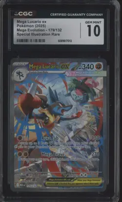 2025 Pokemon MEG EN Special Illustration Rare #179 Mega Lucario ex CGC 10 - Image 1