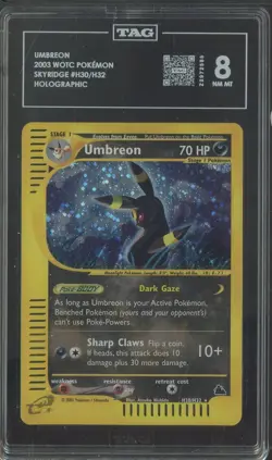 2003 Pokemon WOTC Skyridge #H30/H32 Umbreon Holographic TAG 8 NM-MT - Image 1