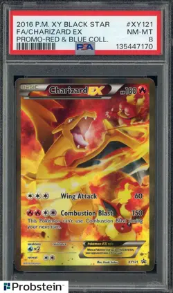 2016 Pokemon XY Black Star Promo Red Blue Collection XY121 FA Charizard EX PSA 8 - Image 1