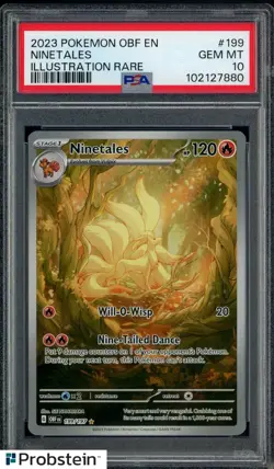2023 Pokemon OBF EN Illustration Rare #199 Ninetales PSA 10 GEM MINT - Image 1