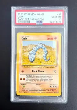 1999 Pokemon Game Base Set Onix #56/102 TCG Trading Card PSA 10 Gem Mint Graded - Image 1