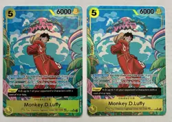 One Piece Monkey D Luffy OP07-109 SR Treasure Rare Alt Art 2 Card Lot - Image 1