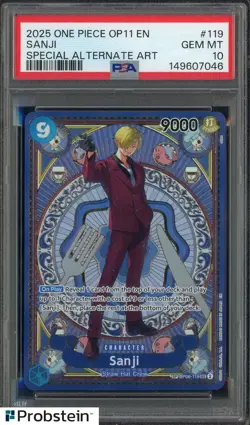 2025 One Piece OP11 EN #119 Sanji Special Alternate Art PSA 10 GEM MINT - Image 1