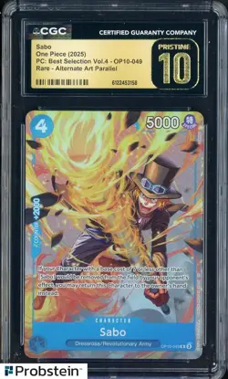 2025 One Piece PC Best Selection Vol.4 #OP10-049 Sabo Parallel CGC 10 PRISTINE - Image 1