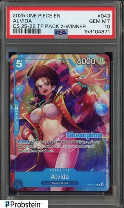 2025 One Piece En Championship 25-26 TP Pack 2 Winner #043 Alvida PSA 10 - Image 1
