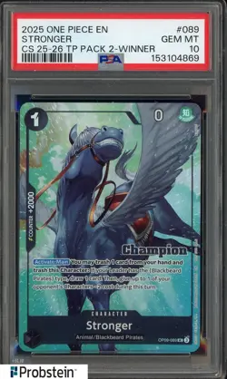 2025 One Piece En Championship 25-26 TP Pack 2 Winner #089 Stronger PSA 10 - Image 1
