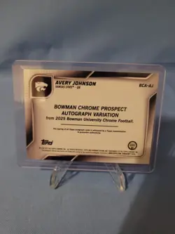 2025 Bowman Chrome U 1st Avery Johnson Auto Kansas State - Image 2