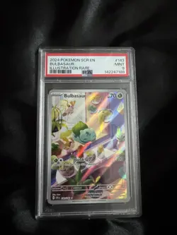 Pokemon TCG Bulbasaur Holo Card Illustration Stellar Crown Rare 143/142 Psa 9 - Image 1