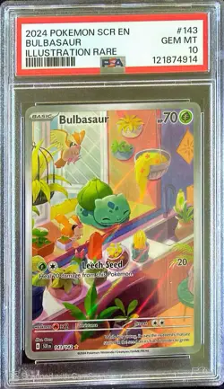 Pokemon Bulbasaur Stellar Crown Illustration Rare 143/142 PSA 10 Holo EN 2024 - Image 1