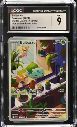 Pokemon Bulbasaur 143/142 Stellar Crown Illustration Rare Holo CGC Mint 9 - Image 1
