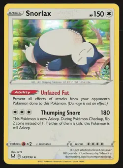 SWSH11: Lost Origin Snorlax #143/196 Holo Rare Pokemon Card - Image 1