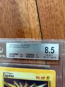 Zapdos #16/102 Base Set Holo Pokemon 1999 - BGS 8.5 NM-MT+ Card - Image 3