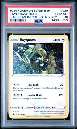 2024 Pokemon Rayquaza SWSH029 Black Star Promo Holo Card Cosmos PSA 10 - Image 1