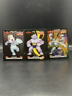 Machop Machoke Machamp Prism Holo Foil Creasler Cards Set Of 3 - Image 1