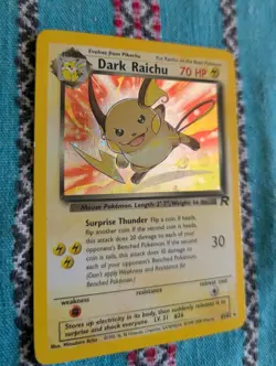 Pokemon TCG Dark Raichu Team Rocket Secret Rare 83/82 70 HP Holo Card - Image 2