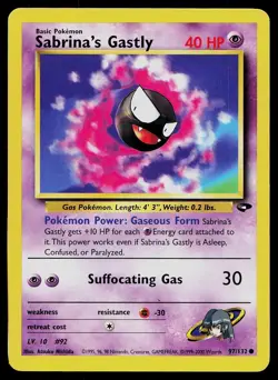 Pokemon Card Gym Challenge Sabrina's Gastly 97/132 Common - Image 1