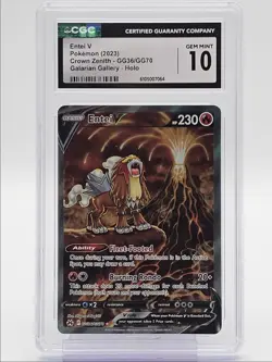 ENTEI V 2023 POKEMON CROWN ZENITH GALARIAN GALLERY HOLO RARE CGC 10 Q4444 - Image 1
