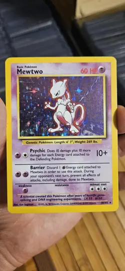 Pokemon Mewtwo Base Set Holo Rare Card 10/102 60 HP Vintage 1999 - Image 1