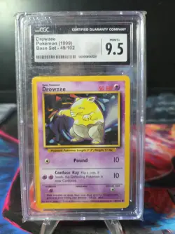 CGC Graded Mint+ 9.5 Drowzee Pokemon 1999 Base Set 49/102 - Image 1