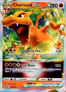 Charizard VSTAR 018/172 Ultra Rare Brilliant Stars Pokemon NM (SKU 1-5) - Image 1