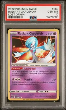 Radiant Gardevoir PSA 10 English Pokemon Card 069/196 Lost Origin 2022 Shiny - Image 1