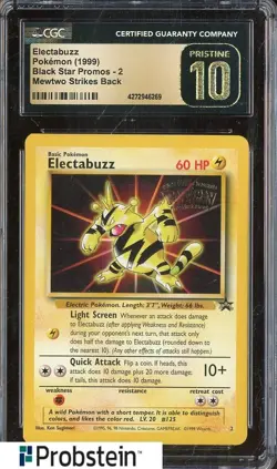 1999 Pokemon Black Star Promos Mewtwo Strikes Back Electabuzz CGC 10 PRISTINE - Image 1