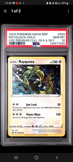 2024 POKEMON BLACK STAR PROMOS COSMOS HOLO SWSH029 RAYQUAZA PSA 10 - Image 1