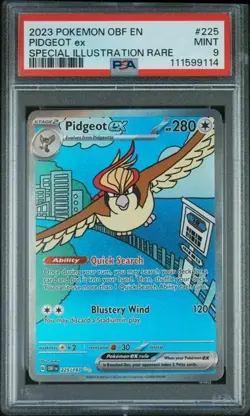 2023 Pokemon Pidgeot ex #225 SIR Obsidian Flames PSA 9 (Mint) - Image 1