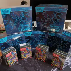 Pokemon 5 Mega Evolution Phantasm Flames ETB's 4 booster bundles New ZARD CHASE - Image 1
