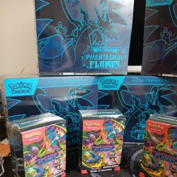 Pokemon 5 Mega Evolution Phantasm Flames ETB's 4 booster bundles New ZARD CHASE - Image 4