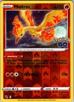 Moltres Reverse Holo Rare SWSH: Pokemon GO 012/078 NM - Image 1