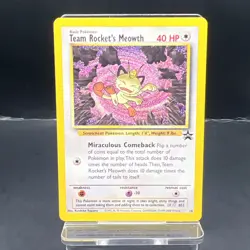 Pokemon TCG Team Rockets Meowth #18 Black Star Promo Card Vintage WOTC LP - Image 1