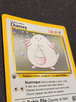 Chansey 1st Edition Rare Holo Pokemon Card Base Set 3/102 Spanish - Image 3