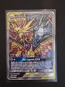 Pokemon Moltres Zapdos Articuno GX SM210 Stained Glass Promo Hidden Fates - Image 1