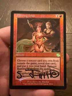 Burning Wish Judgment Red Sorcery Rare Foil Card Magic the Gathering Signed! - Image 2