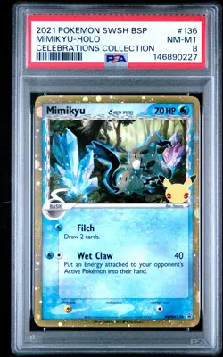 2021 POKEMON SWSH PROMO CELEBRATIONS COLLECTION #136 MIMIKYU-HOLO PSA 8 - Image 1