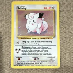 Pokemon Clefairy Base Set 5/102 Holo Rare 1999 Wizards 40 HP TCG English - Image 1