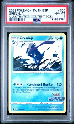 2022 POKEMON SWSH BLACK STAR PROMO ILLUSTRATION CONTEST 2022 #305 GRENINJA PSA 8 - Image 1