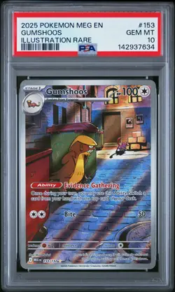 2025 POKEMON MEG EN-MEGA EVOLUTION ILLUSTRATION RARE #153 GUMSHOOS PSA 10 - Image 1