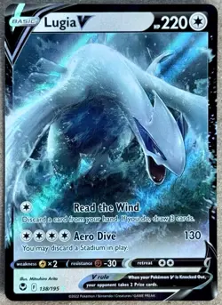 2022 POKEMON TCG SILVER TEMPEST LUGIA V ULTRA RARE HOLO 138/195 NM+ (B) - Image 1